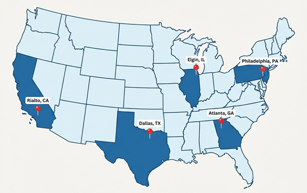 Packaging HERO Regional Distribution Network Map